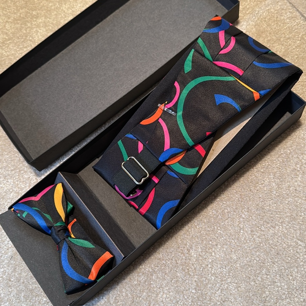 NEW Cumberbund & Bow tie MARDI GRAS - Picture 3 of 4